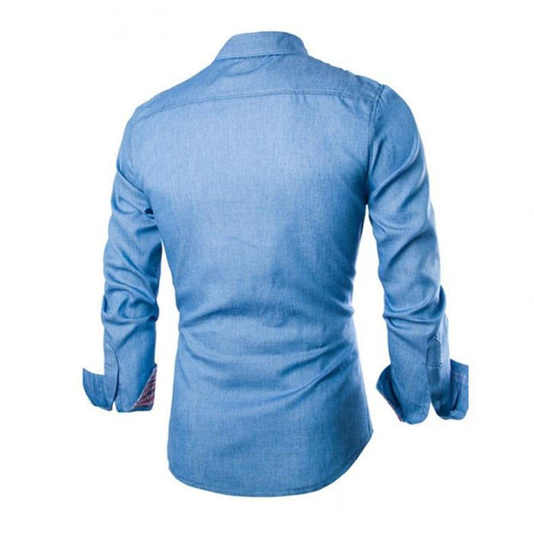 Men's Solid Color Long-Sleeved Shirt Slim Fit Business Casual Shirts | 1800-NY13