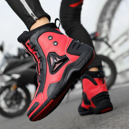 High Top Motorcycle Racing Boots Professional Leather Motocross Riding Bike Shoes | 888