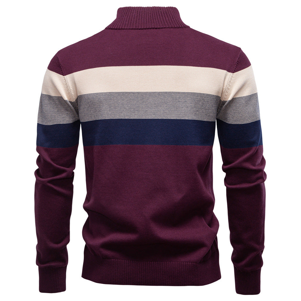 Men’s Half-Zip Mock Neck Knitted Sweater – Slim Fit Pullover for Autumn & Winter | Y245