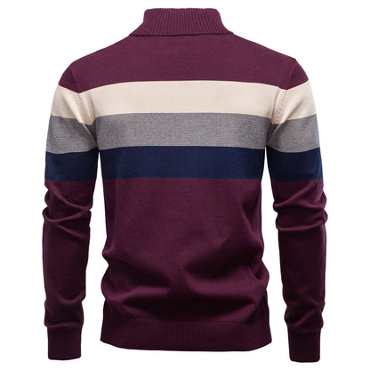 Men’s Half-Zip Mock Neck Knitted Sweater – Slim Fit Pullover for Autumn & Winter | Y245