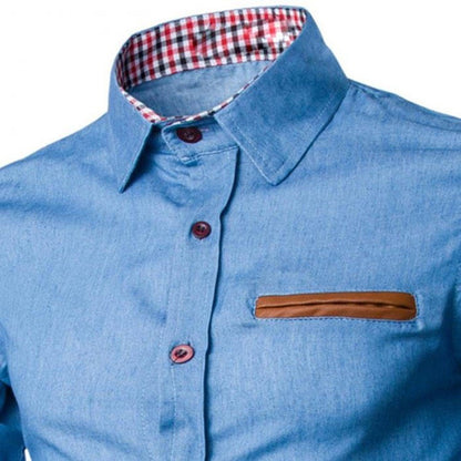 Men's Solid Color Long-Sleeved Shirt Slim Fit Business Casual Shirts | 1800-NY13