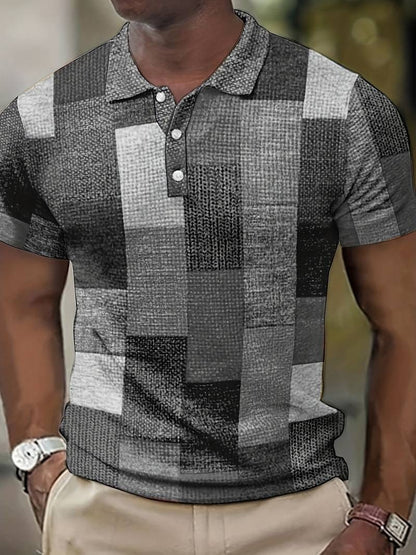 Men's Casual Trendy Plaid Print Button Up Short Sleeve Lightweight Shirt