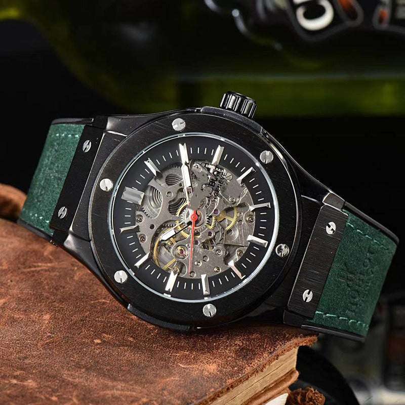 Montres pour hommes, montre mécanique creuse à bracelet en silicone | HBJX 