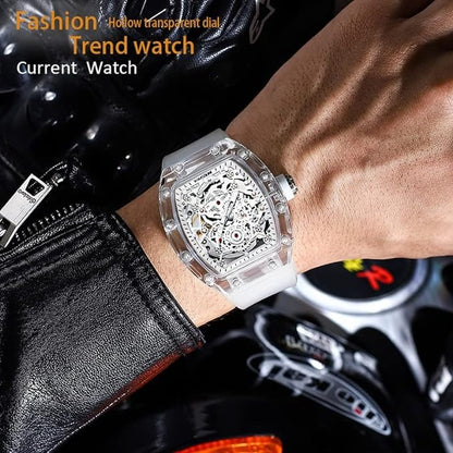 Men's Watches Luxury Transparent Barrel Shaped Hollow Automatic Mechanical Watch | K-2015A