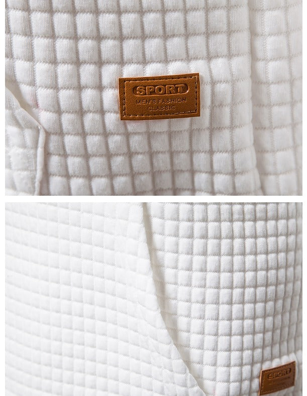 Casual Pullover Hooded Sweatshirt Hoodie Waffle Pattern Solid Hoodies | W02
