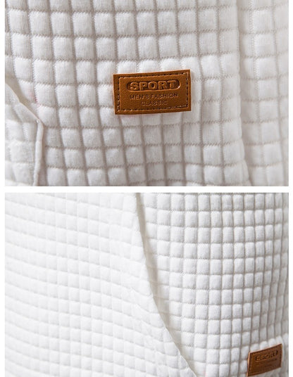 Casual Pullover Hooded Sweatshirt Hoodie Waffle Pattern Solid Hoodies | W02