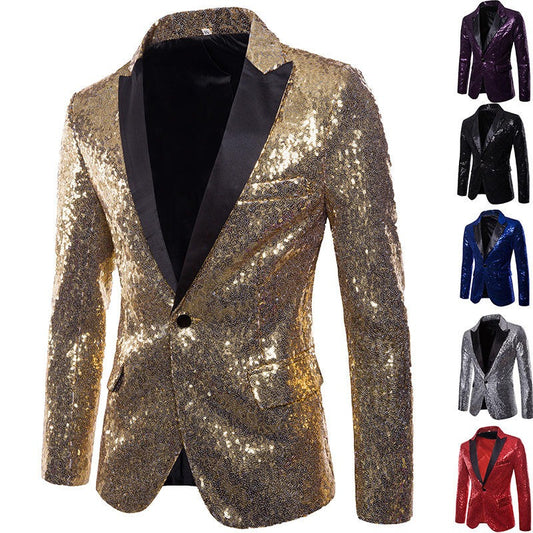 Men's Performance Blazer Sequins Suit Jacket Fit Wedding Coat | X36-X20