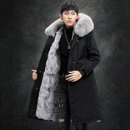 Genuine Premium Fox Fur Hooded Warm Parka Jacket Real Mink Fur Lining Overcoat | 209