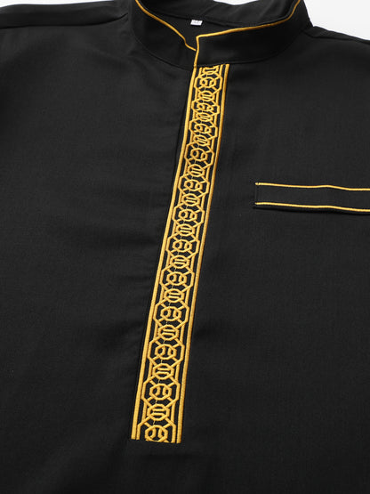 Men's Middle Eastern Long Sleeve Embroidered Dress Casual Ethnic Arab Thobe | 236521