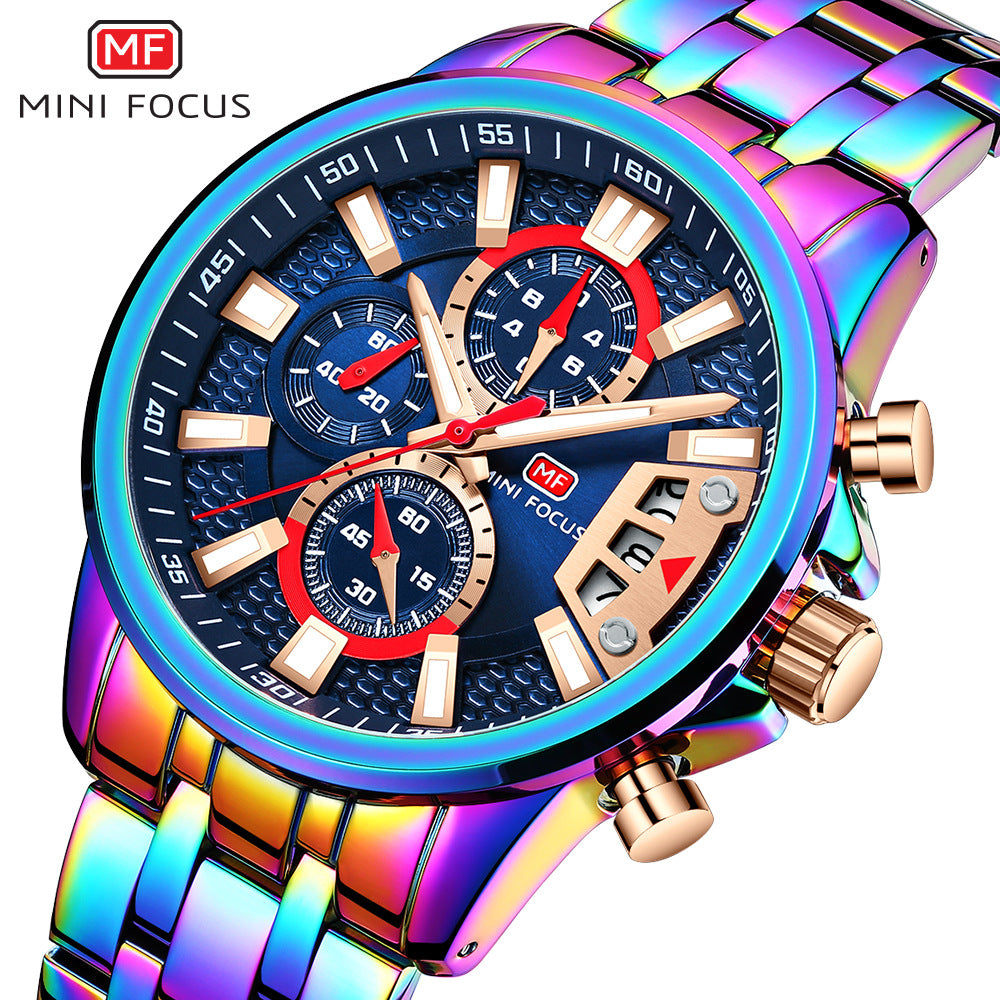 Men's Stainless Steel Watches Chronograph Watch Luxury Luminous Quartz Wristwatch | MF0352G