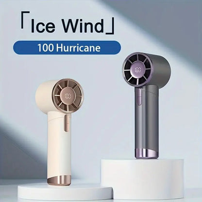 Turbo Handheld Fan with LED Display 100-Speed USB Rechargeable Mini Fan Portable Outdoor Cooling Fan | DS1013