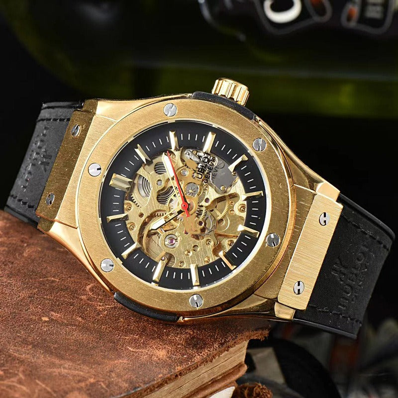 Men's Watches, Silicone Strap Business Fashion Hollow Out Mechanical Watch | HBJX