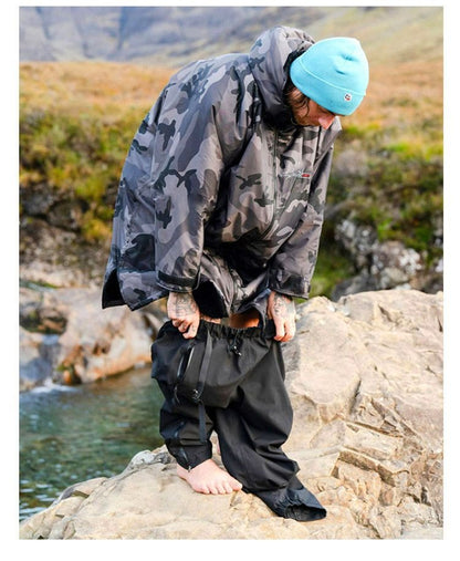 Warm Waterproof Swim Parka Oversized Hooded Robe Sherpa Liner Swimming Coat Dry Robe Surf Poncho | BCP266