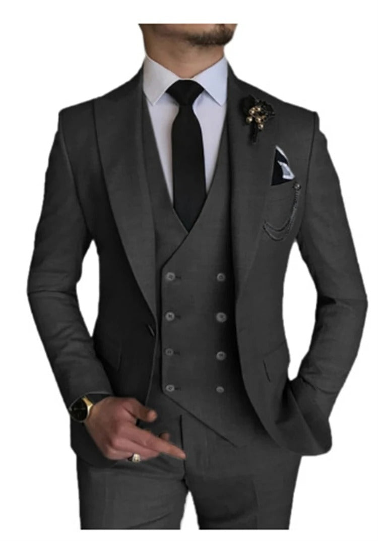 Men 3 Pieces Suit Tailored Wedding Slim Fit Business Blazer Jacket Vest Pants Tuxedo | 101