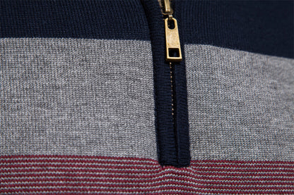 Men’s Half-Zip Mock Neck Knitted Sweater – Slim Fit Pullover for Autumn & Winter | Y245