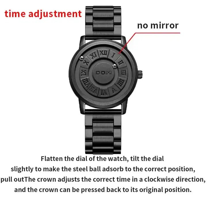 Men's Watches Magnetic Rolling Pointer Unique Design Luxury Stainless Steel Wristwatch | 0047