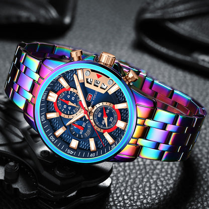 Orologi da uomo in acciaio inossidabile Orologio cronografo Orologio da polso al quarzo luminoso di lusso | MF0352G 