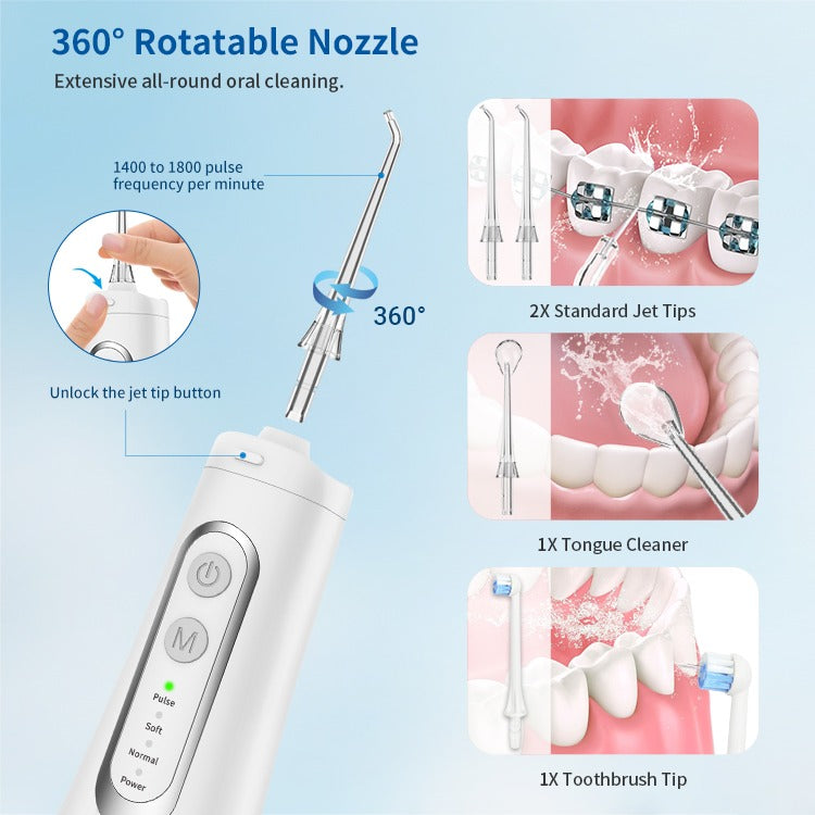 Hydropulseur dentaire portable sans fil, rechargeable et étanche, pour nettoyage des dents, irrigateur buccal, hydropulseur | 