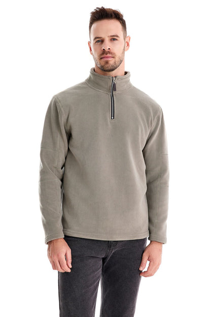 Men’s Fleece Pullover Sweatshirts | Autumn-Winter 2025 Europe Fashion | Half-Zip Stand Collar Tops | HD08