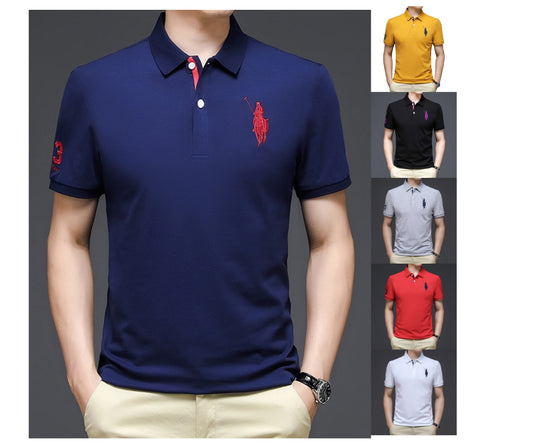 Trendy POLO Shirt Embroidered Short Sleeve T-Shirt Lapel Loose Top | K654