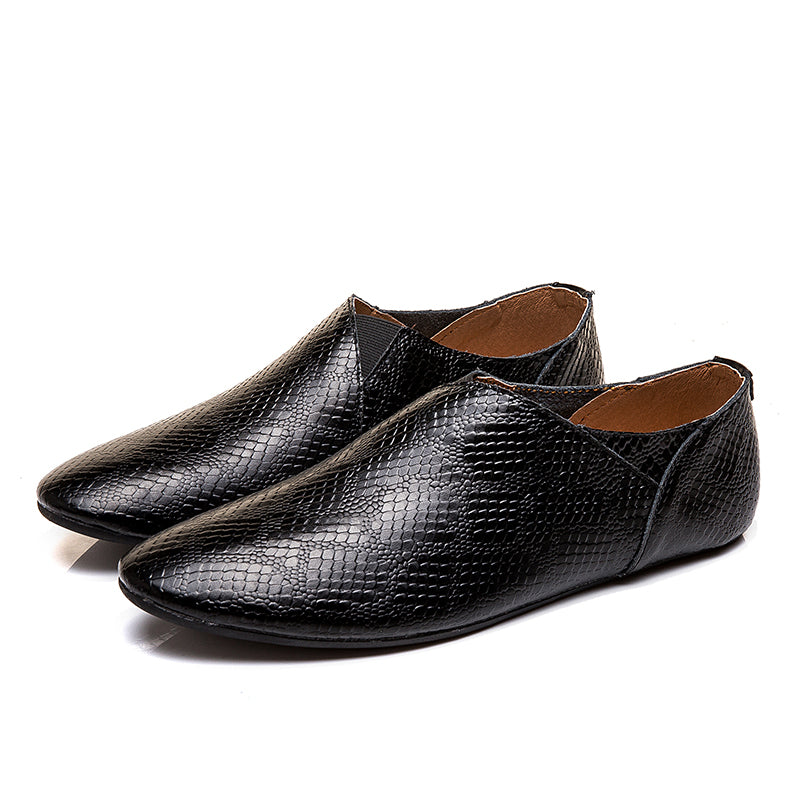 Men's Business Loafers Slip-On Style Genuine Leather Pointed Toe Shoes | 696