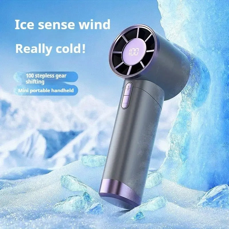 Turbo Handheld Fan with LED Display 100-Speed USB Rechargeable Mini Fan Portable Outdoor Cooling Fan | DS1013