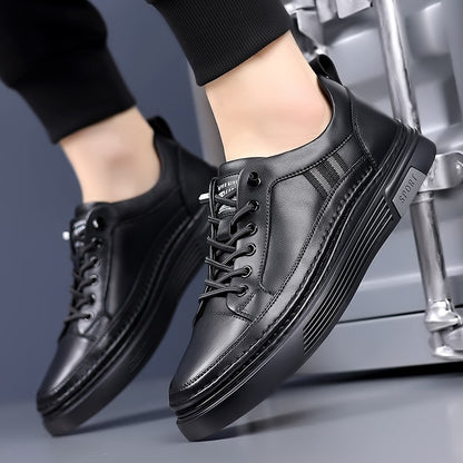 Leather Sneakers Casual Pointed Toe Comfortable Breathable Lace-Up Shoes | L8081