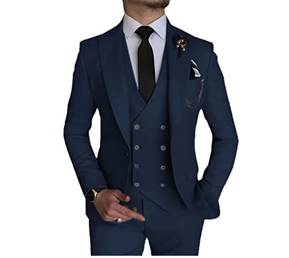 Men 3 Pieces Suit Tailored Wedding Slim Fit Business Blazer Jacket Vest Pants Tuxedo | 101