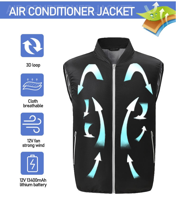 Gilet estivo senza maniche con protezione solare per esterni, gilet rinfrescante con aria condizionata | 5727 