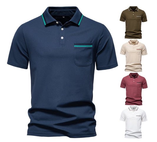 Men's Slim-Fit Stripe Polo Shirt - 2025 Summer Casual Short Sleeve Top | PL7005