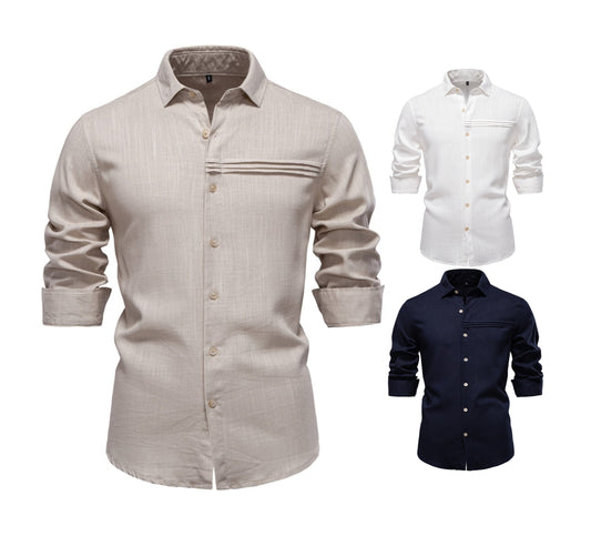 Men's Minimalist Linen-Blend Shirt - 2025 Spring Casual Long Sleeve Top | SH2026
