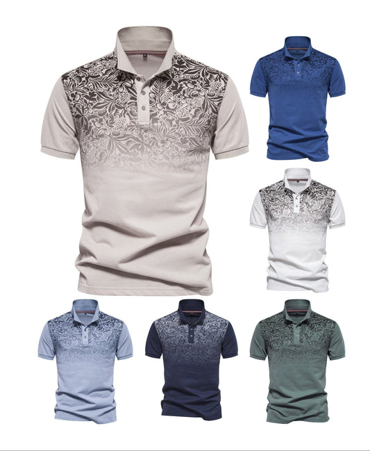 Men's Gradient Color-Block Polo Shirt - Spring Slim-Fit Casual Top | PL1011
