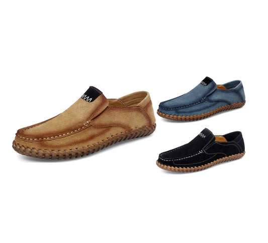Men’s Plus Size Handmade Suede Leather Loafers – Slip-On Driving Shoes | 8666