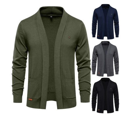 Men’s Urban Style V-Neck Cardigan – High-Quality Cotton Knit Sweater | M506