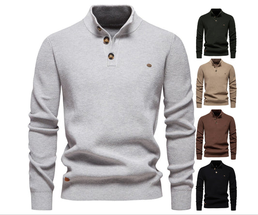 Men’s High-Neck Zip Cardigan Sweater – Solid Color Knit Pullover, Business Casual Warm Winter Jacket for Men | SW833