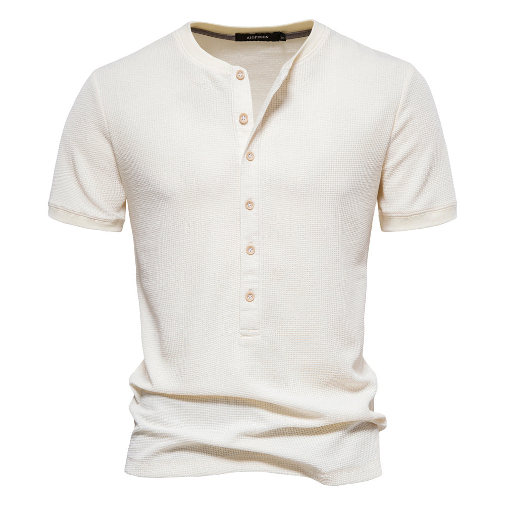 Men's Neckline Stitching Short Sleeve Solid Color Fit Summer T-Shirt | TS1076