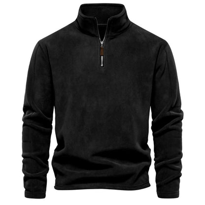 Men’s Fleece Pullover Sweatshirts | Autumn-Winter 2025 Europe Fashion | Half-Zip Stand Collar Tops | HD08