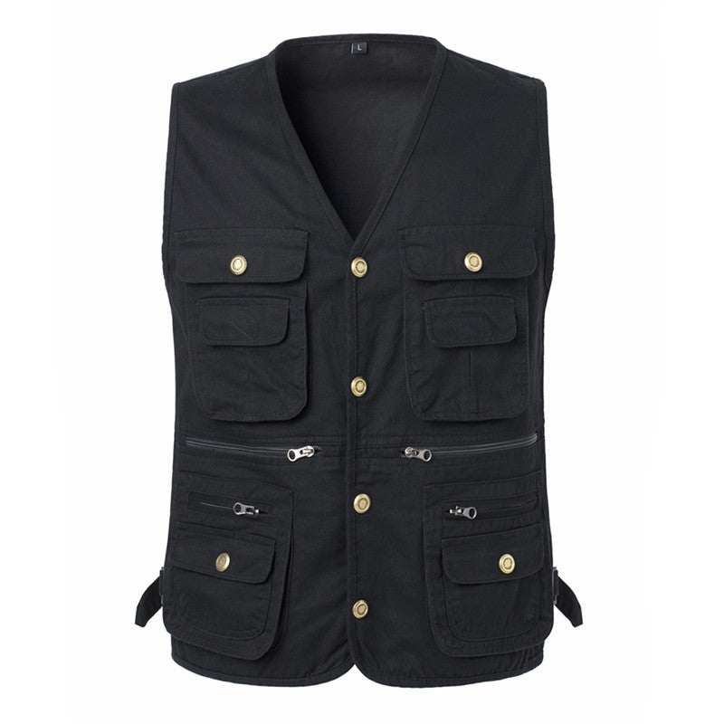 Men's Outdoor Multi-pocket Fishing Vest Sleeveless Breathable Jacket | D210-N701 Black / UK M / EU M