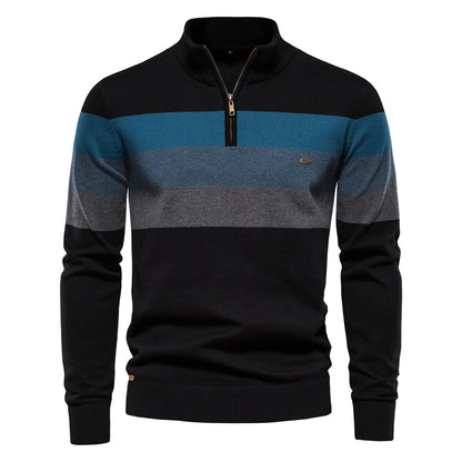Men’s Half-Zip Mock Neck Knitted Sweater – Slim Fit Pullover for Autumn & Winter | Y245