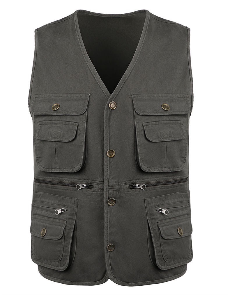 Men's Outdoor Multi-pocket Fishing Vest Sleeveless Breathable Jacket | D210-N701 Grey / UK 2XL / EU 2XL