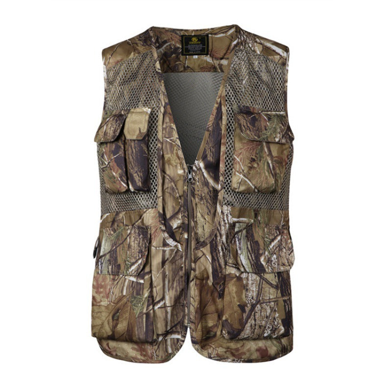 Men Fishing Vest Mesh Sleeveless Multi-pocket Zip Military Hunting Jacket | D210N738