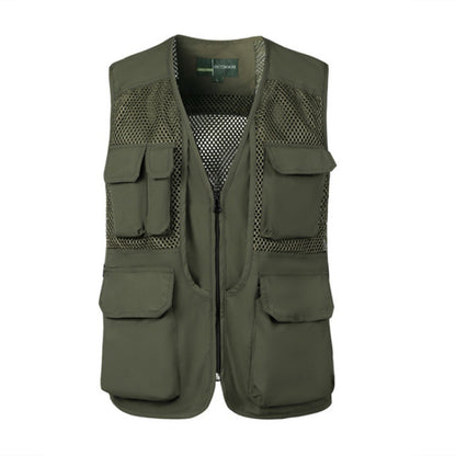 Men Fishing Vest Mesh Sleeveless Multi-pocket Zip Military Hunting Jacket | D210N738