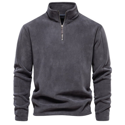 Men’s Fleece Pullover Sweatshirts | Autumn-Winter 2025 Europe Fashion | Half-Zip Stand Collar Tops | HD08