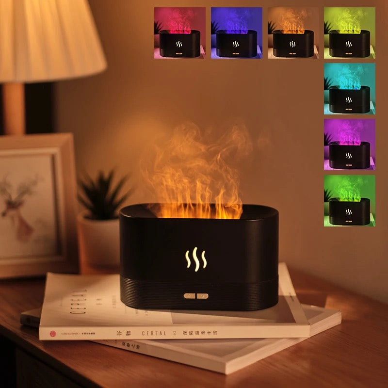 Aroma Humidifier 7 Colours Artificial Flames Silent Essential Oil Diffuser for Relaxing Home & Office | DQ701