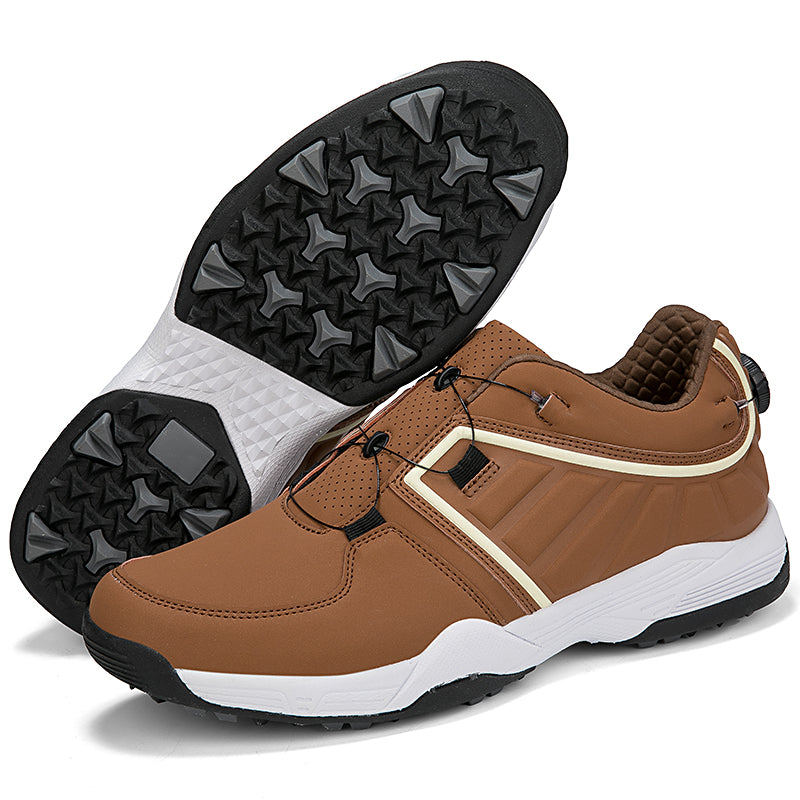 Men's Golf Shoes Quick Lacing Leather Golf Training Anti Slip Sneakers | G160