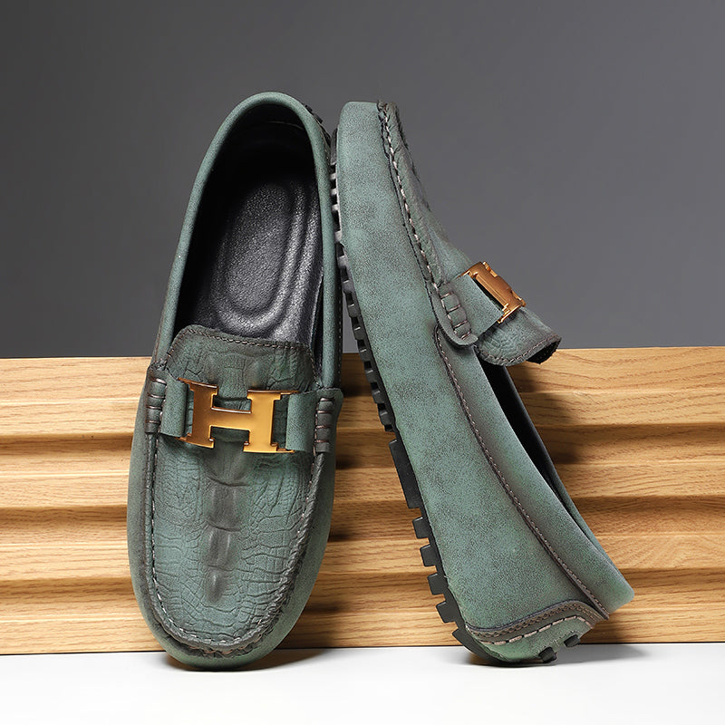 Men’s Plus Size Leather Loafers – Slip-On Driving Moccasins | 2566