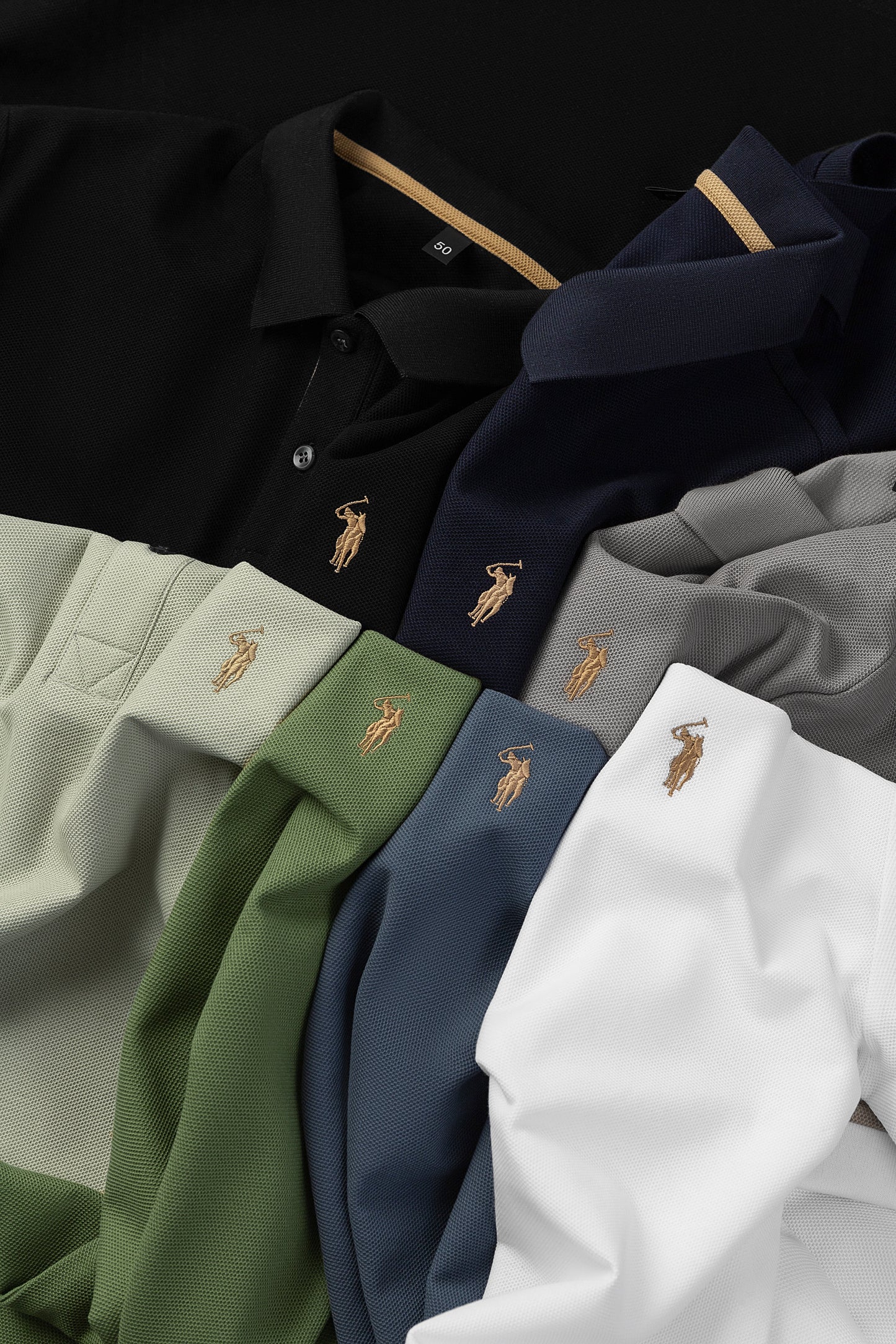 Men's Premium 220GSM Hexagonal Pearl Mercerized Cotton Polo Shirt Embroidered Summer Collection | 8561