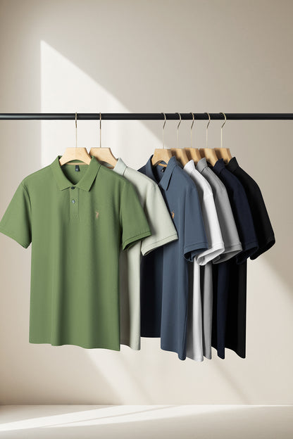 Men's Premium 220GSM Hexagonal Pearl Mercerized Cotton Polo Shirt Embroidered Summer Collection | 8561