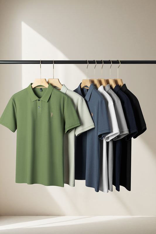 Men's Premium 220GSM Hexagonal Pearl Mercerized Cotton Polo Shirt Embroidered Summer Collection | 8561