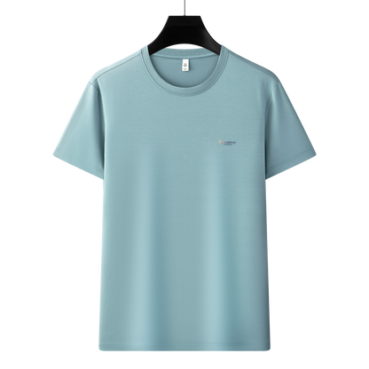 Men's Antibacterial Cooling Cotton T-Shirt - Summer Slim-Fit Round Neck Ice Silk Top | 6550